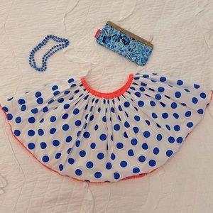 Blue polka-dot twirly cotton skirt